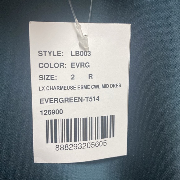 Lovely Size 0 Charmeuse Cowl-Neck Midi Tank Dress Evergreen - Picture 7 of 7